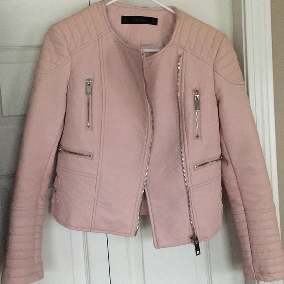 zara pink moto jacket